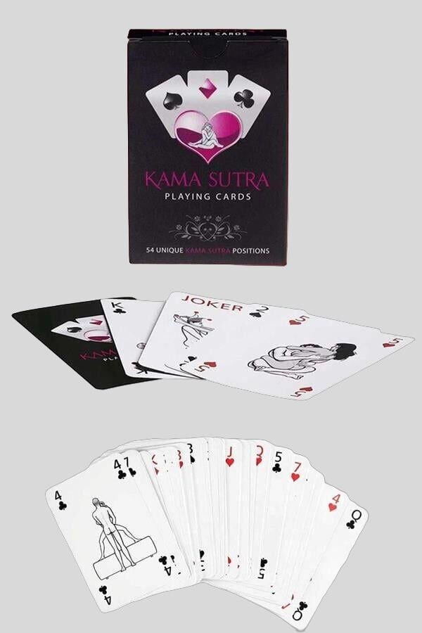 Arias Closet Sexy Görselli Oyun Kartı Kama Sutra 7'li Kırmızı Siyah Harness Set