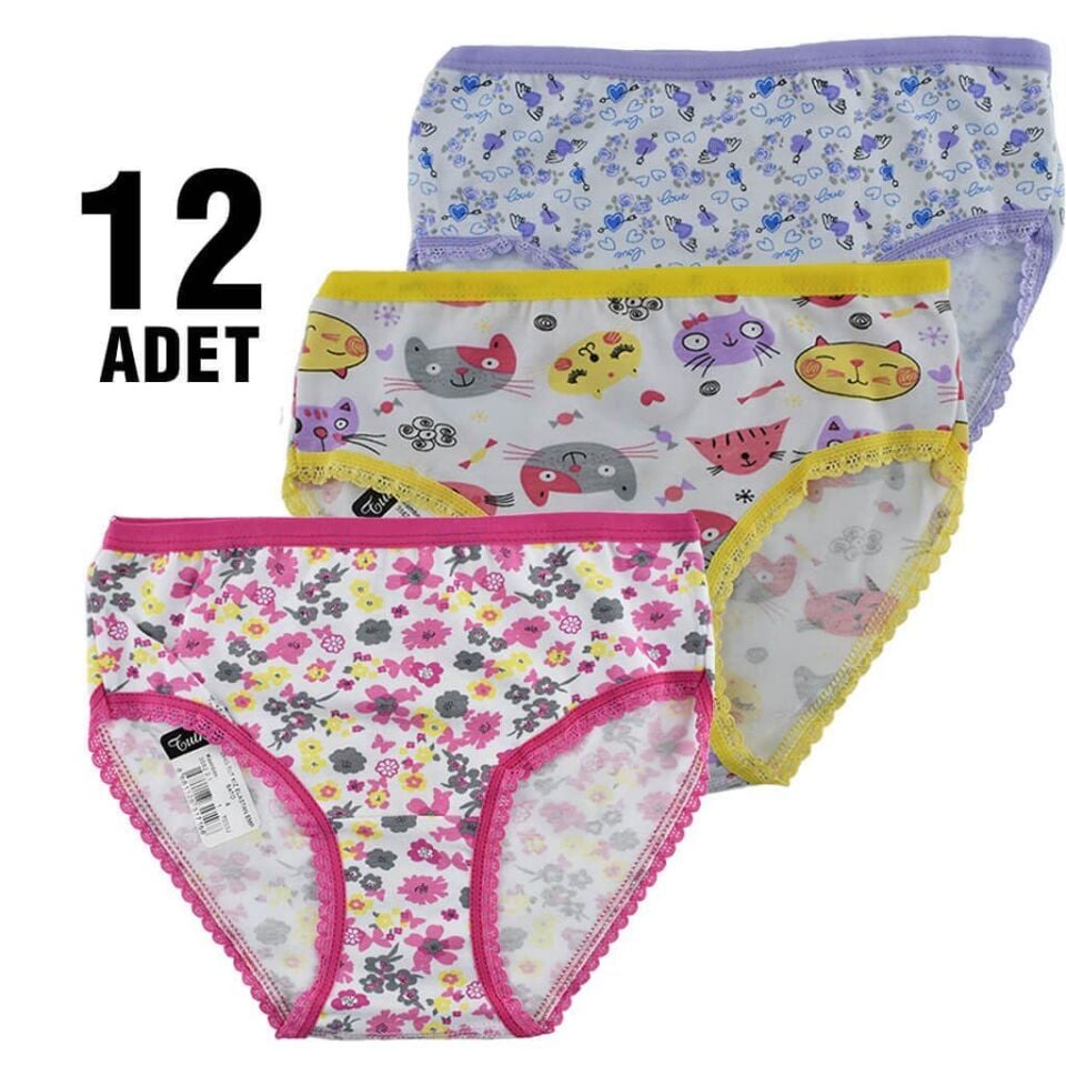 Tutku Elestan Empirme Kız Çocuk Slip Külot 12'li