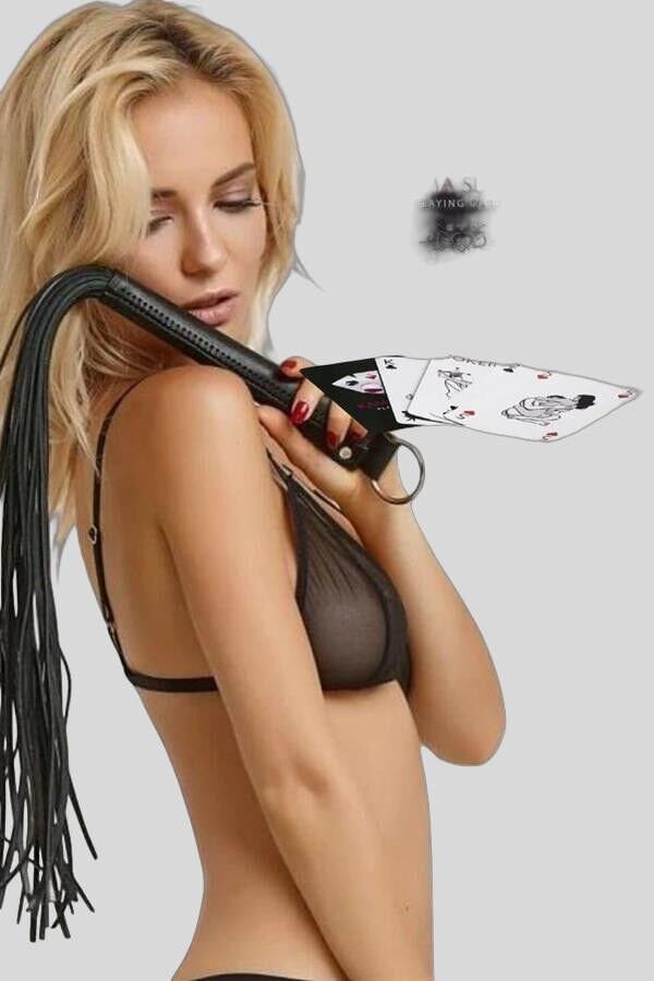 Arias Closet Sexy Görselli Oyun Kartı Kama Sutra Siyah Kırbaç Set
