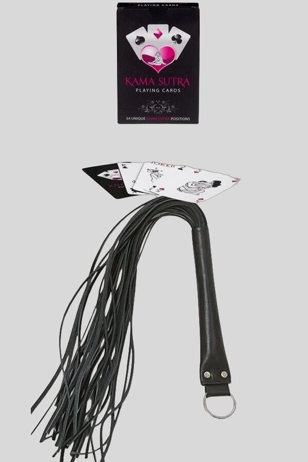 Arias Closet Sexy Görselli Oyun Kartı Kama Sutra Siyah Kırbaç Set