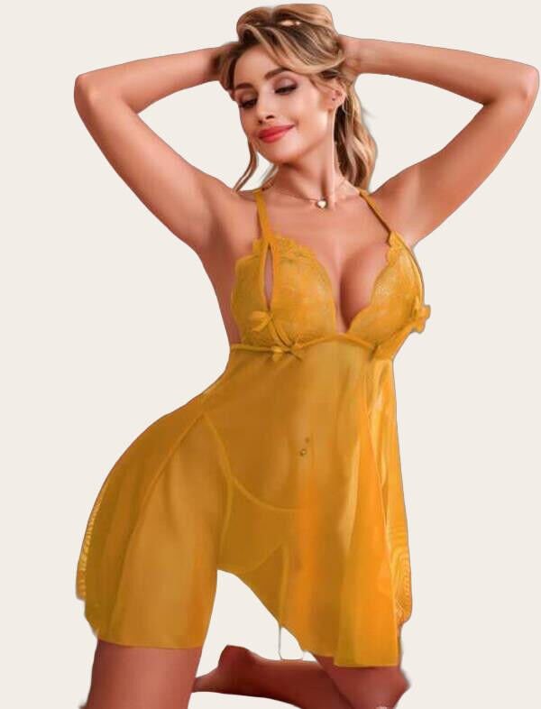 Arias Closet Gold Transparan Tül Fantezi Gecelik