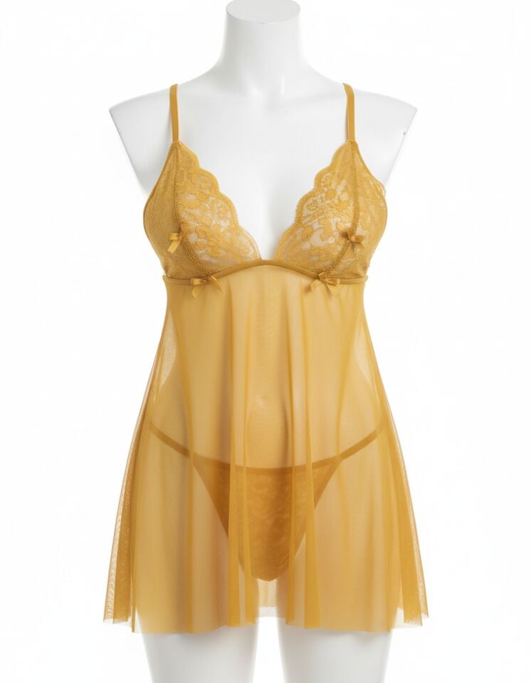 Arias Closet Gold Transparan Tül Fantezi Gecelik