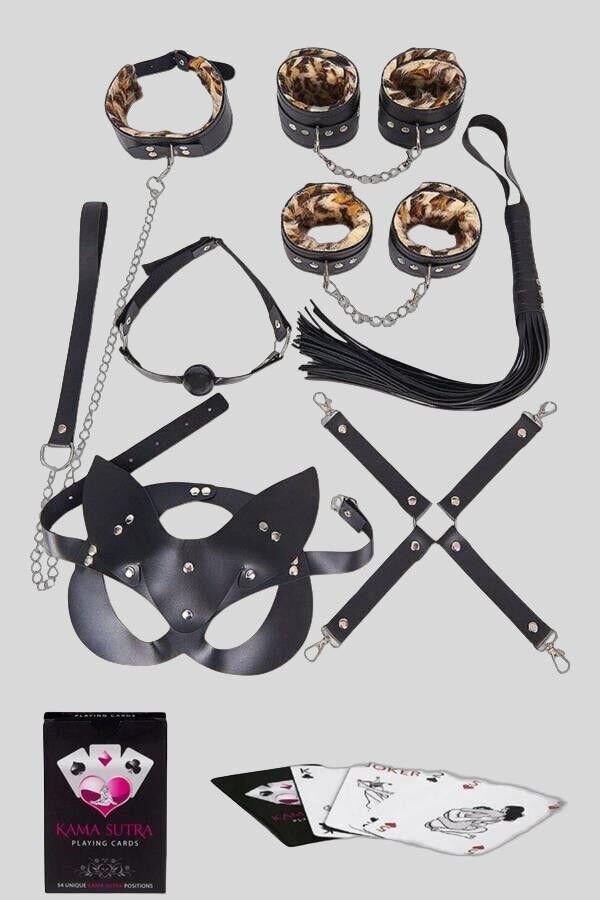 Arias Closet Sexy Görselli Oyun Kartı Kama Sutra 7'li Leopar Harness Set