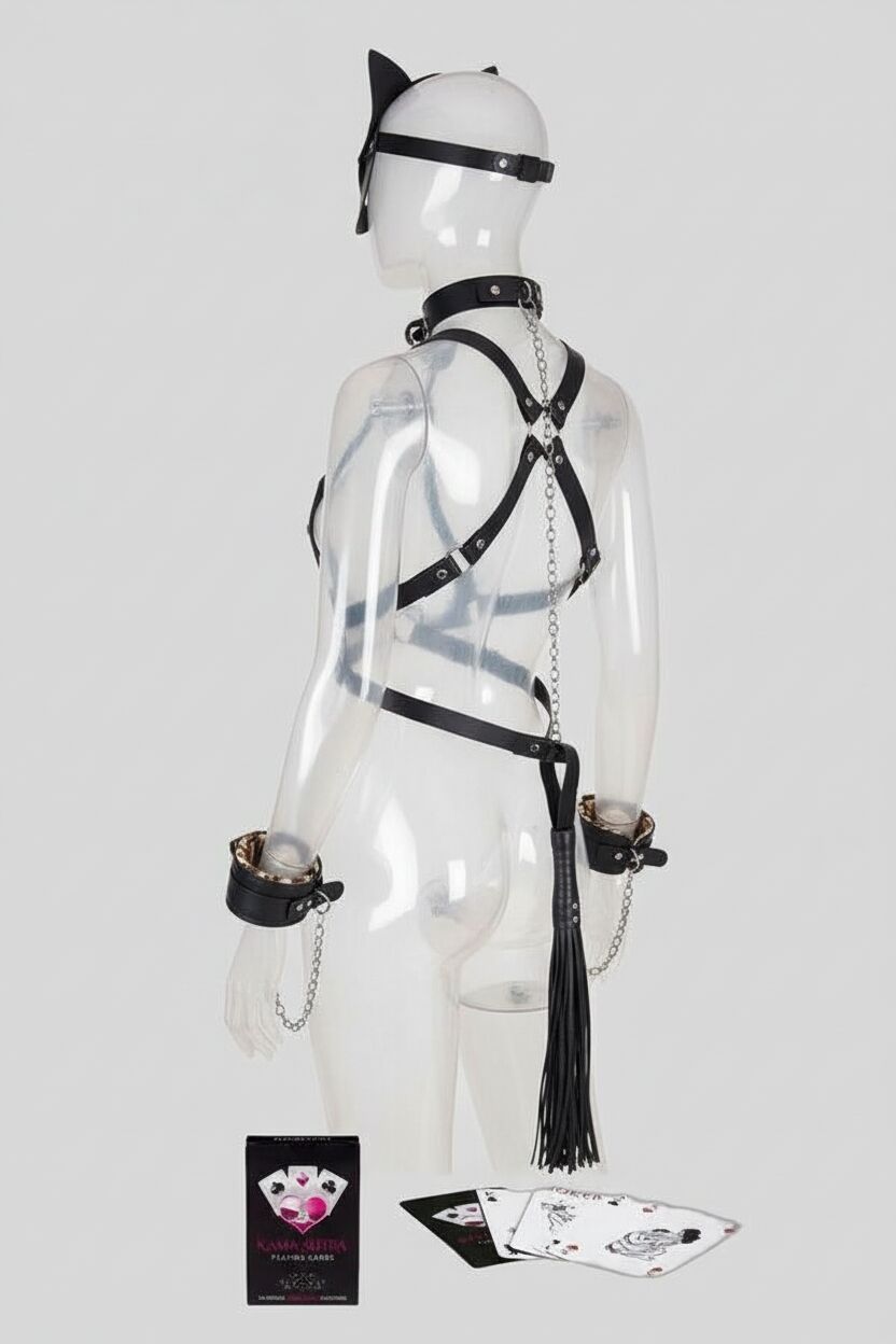 Arias Closet Sexy Görselli Oyun Kartı Kama Sutra 7'li Leopar Harness Set