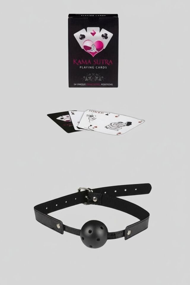 Arias Closet Sexy Görselli Oyun Kartı Kama Sutra Siyah Ağız Topu Set
