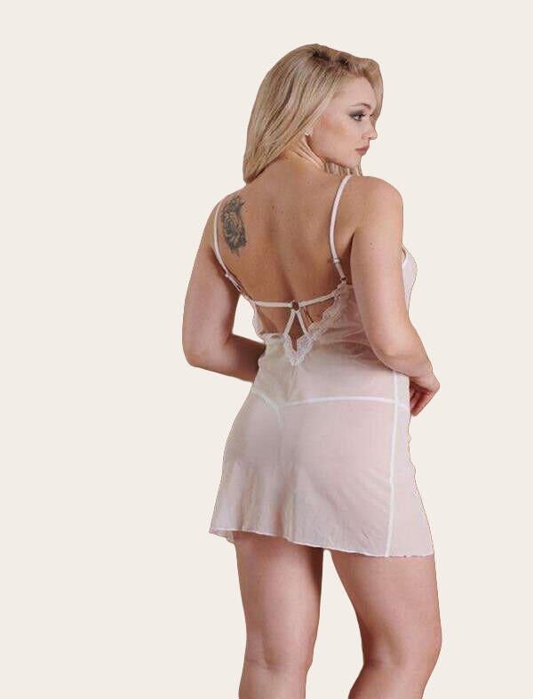 Arias Closet Beyaz Transparan Dantel İşlemeli Fantezi Gecelik