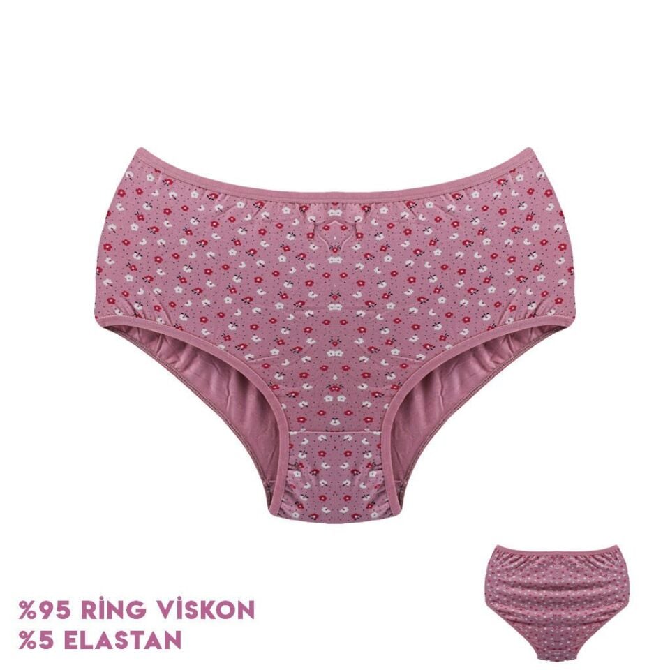 Dondeza 664-10 (XXL) Desenli Viscon Bayan Bikini 12'li
