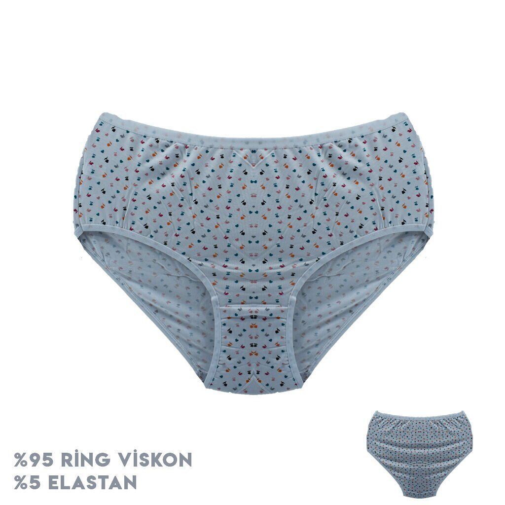 Dondeza 664-4 (XXL) Desenli Viscon Bayan Bikini 12'li