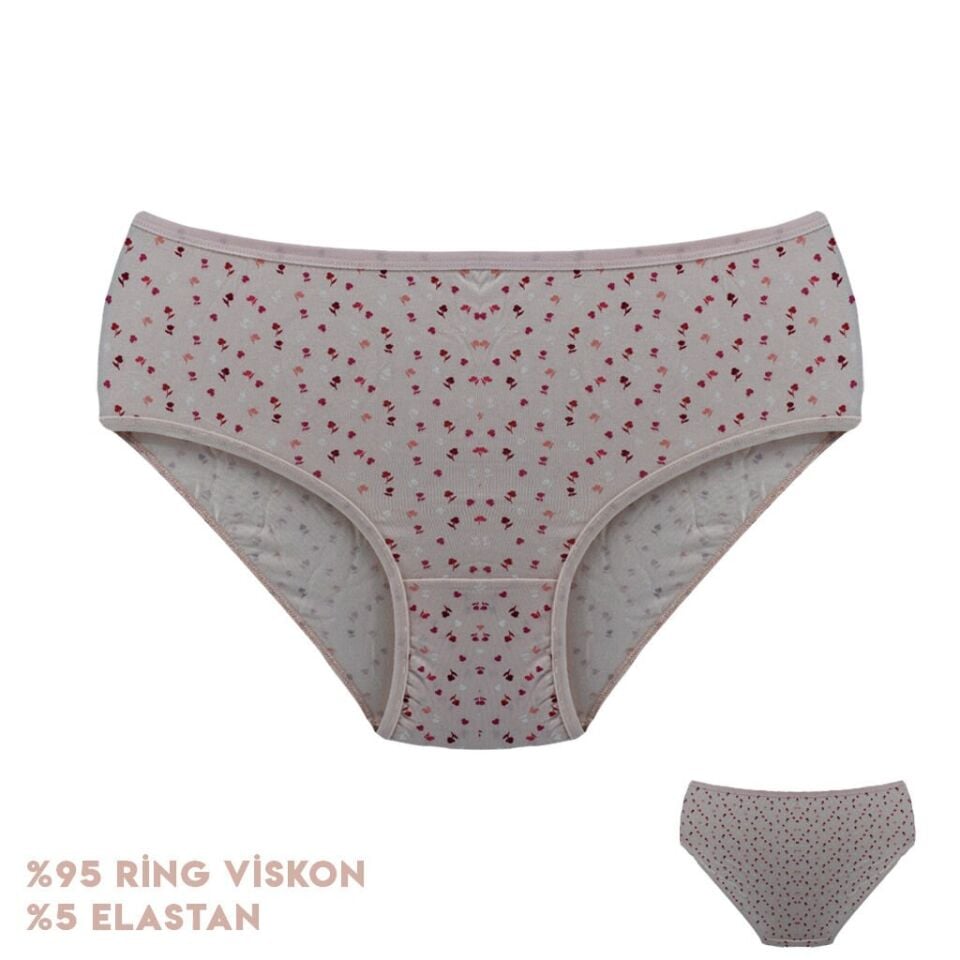 Dondeza 364-4 (XL) Desenli Viscon Bayan Bikini 12'li