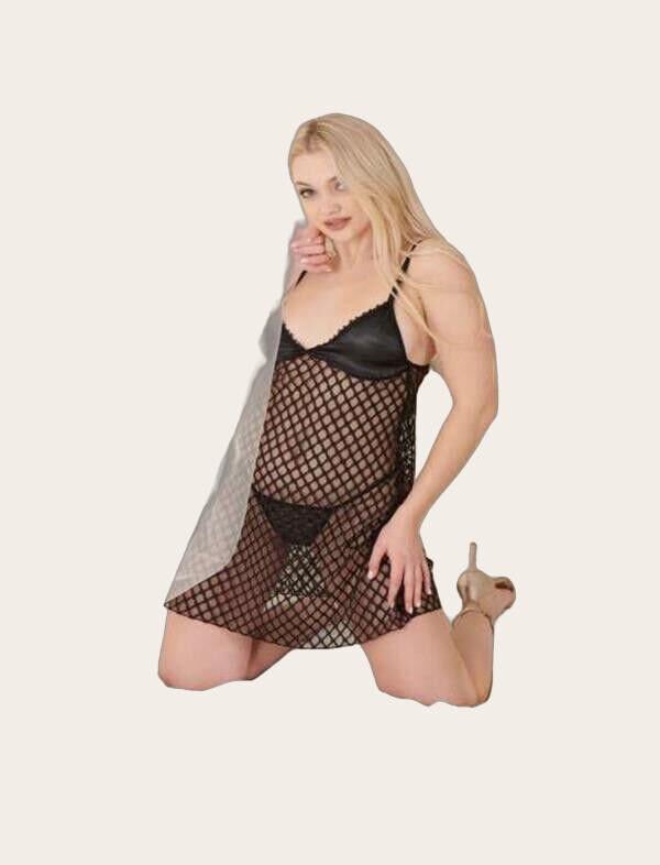 Arias Closet Siyah Transparan File Fantezi Gecelik