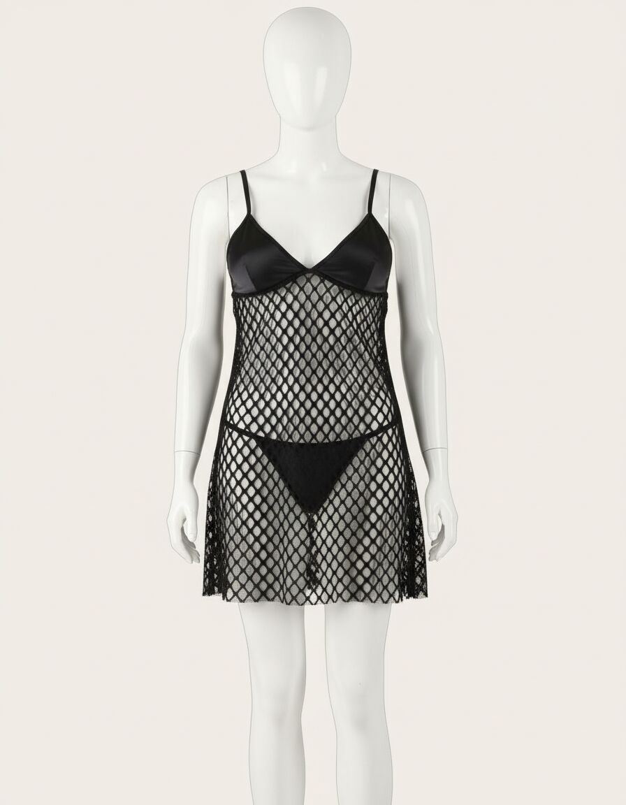 Arias Closet Siyah Transparan File Fantezi Gecelik