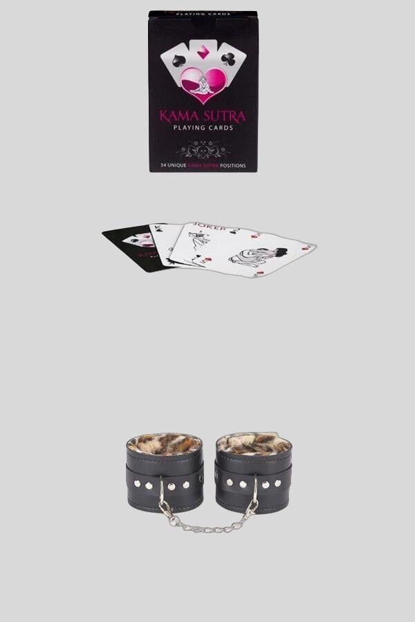 Arias Closet Sexy Görselli Oyun Kartı Kama Sutra Leopar Kelepçe Set