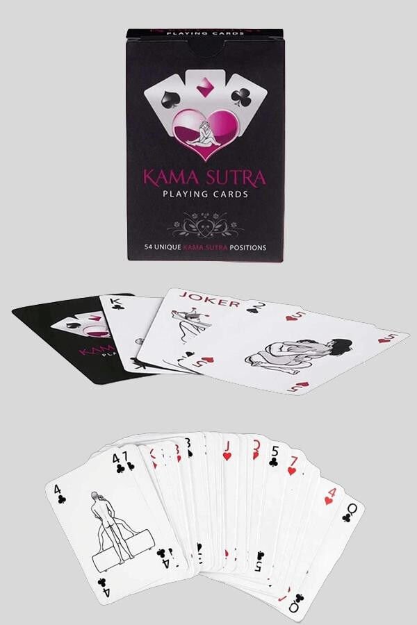 Sexy Görselli Oyun Kartı Kama Sutra Siyah Kırmızı Kelepçe Set