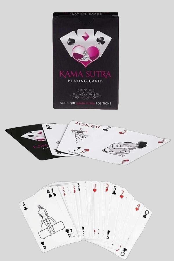 Sexy Görselli Oyun Kartı Kama Sutra Siyah Kelepçe Set