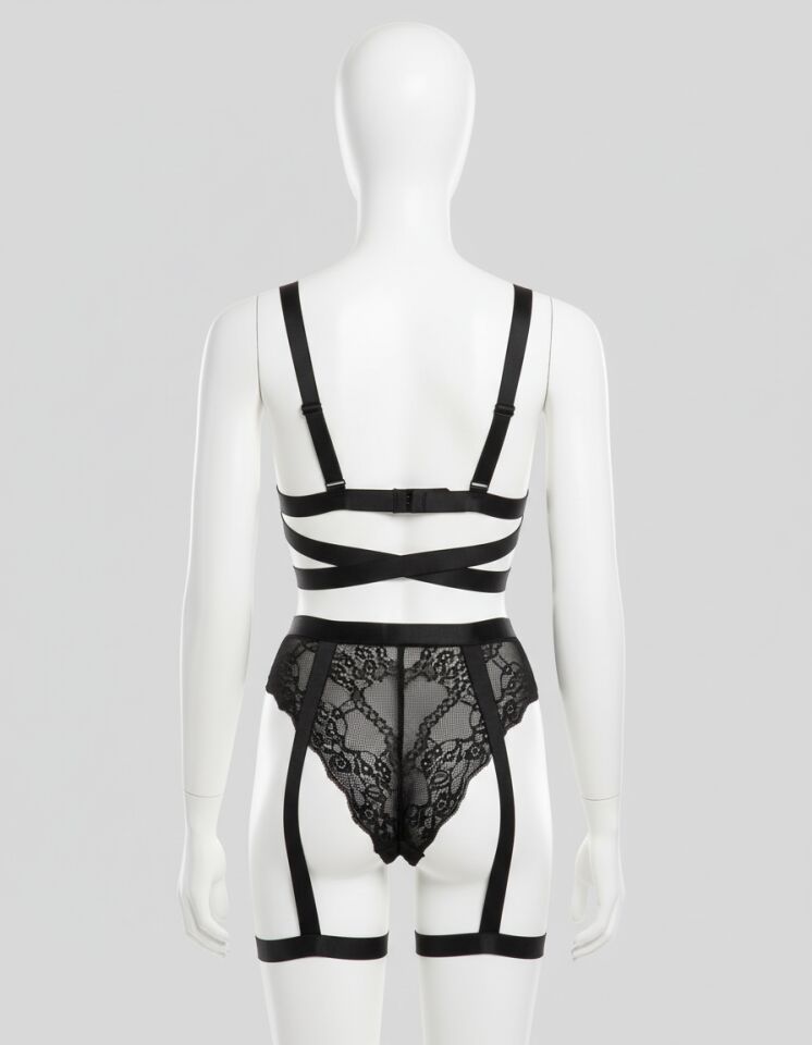 Arias Closet Siyah İp Aksesuarlı Fantezi Jartiyer Takım