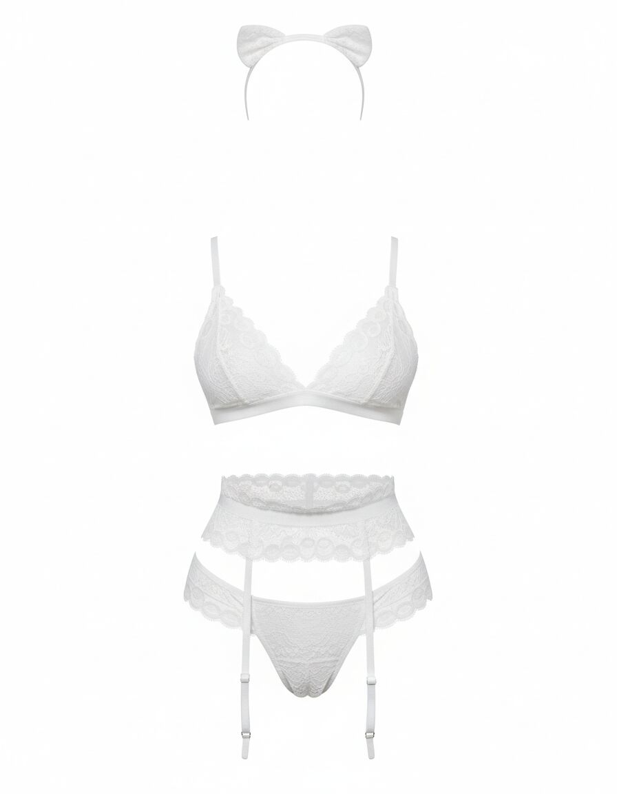 Arias Closet Beyaz Dantelli Fantezi Jartiyer Takım