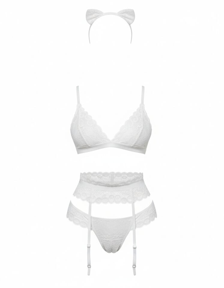 Arias Closet Beyaz Dantelli Fantezi Jartiyer Takım