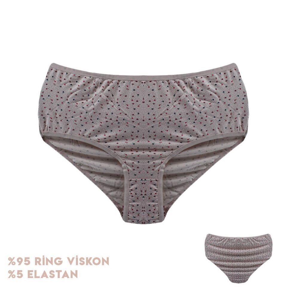 Dondeza 664-8 (XXL) Desenli Viscon Bayan Bikini 12'li