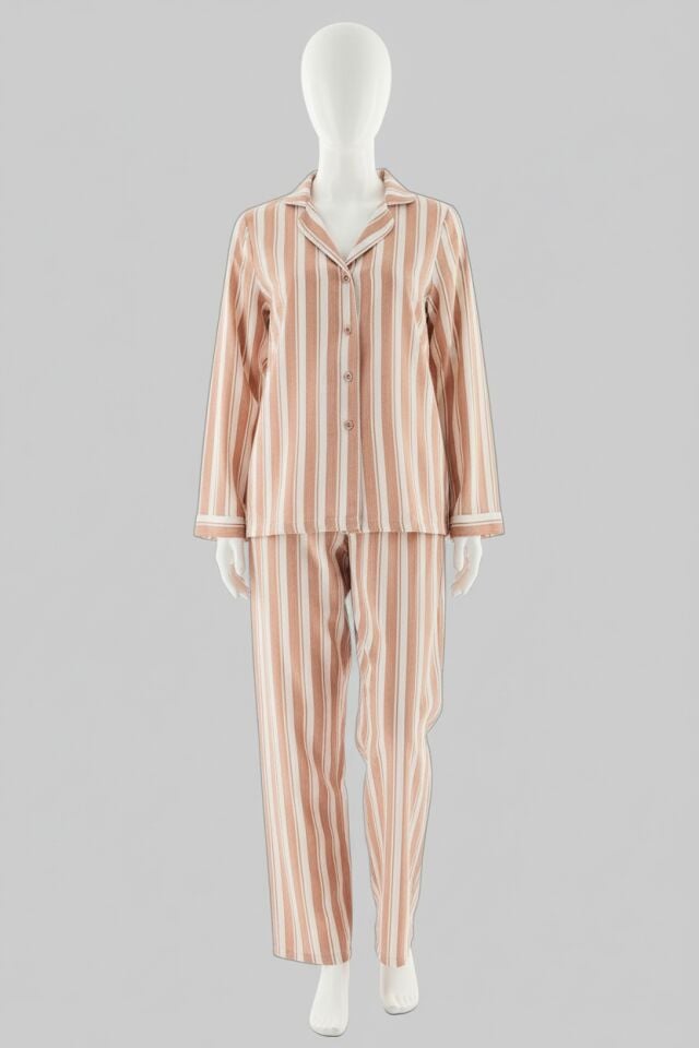 Viscose Çizgili Gömlek Pantolon Pijama Takımı