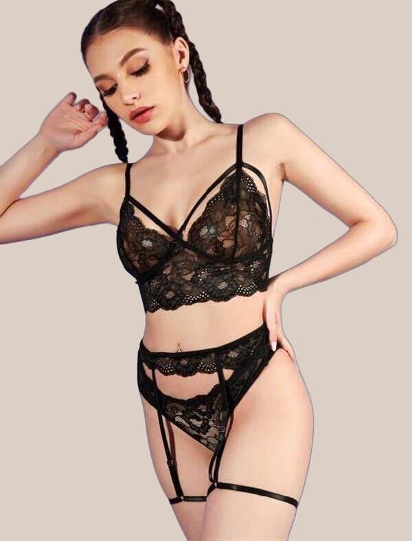 Arias Closet Siyah Dantelli Fantezi Jartiyer Takım