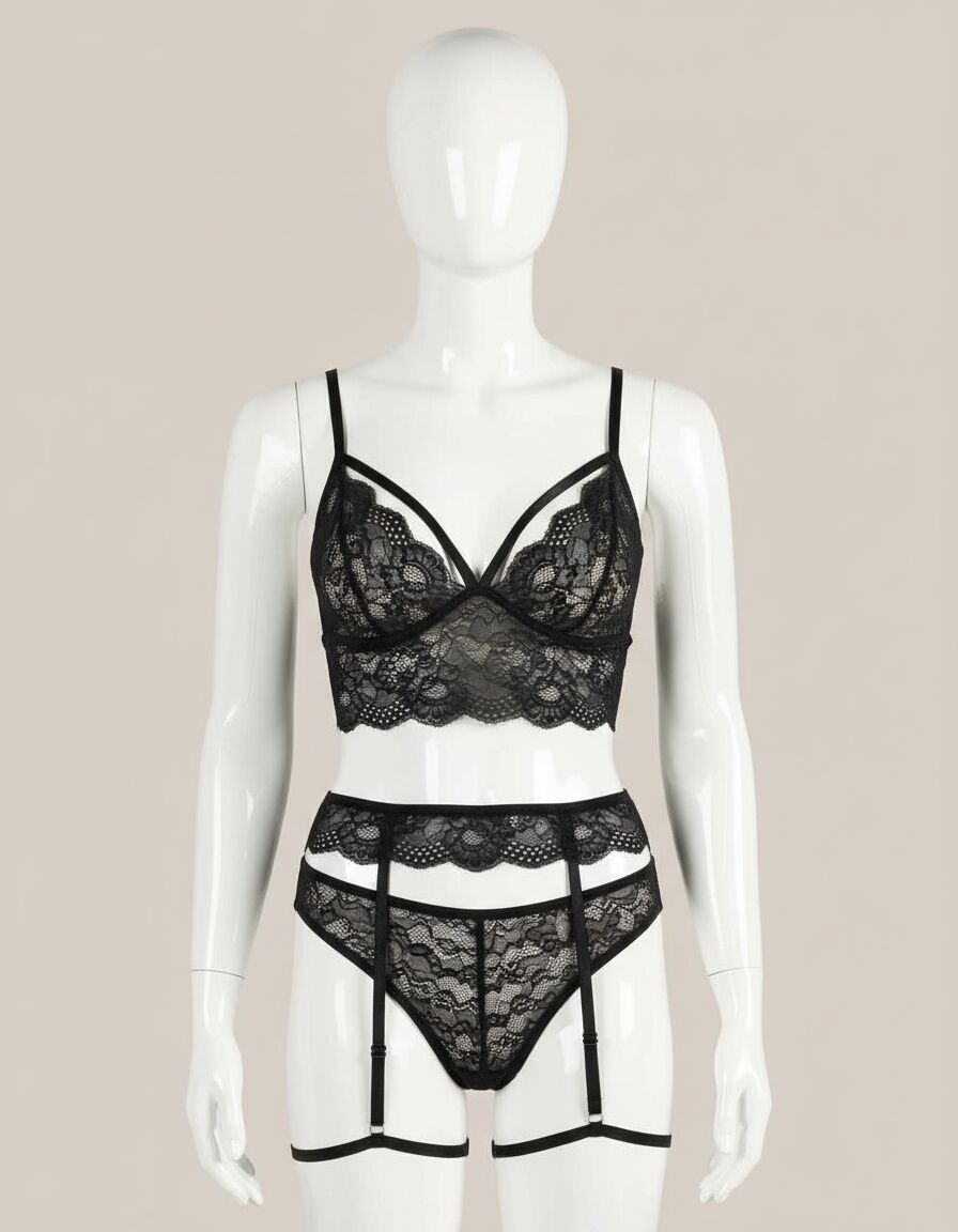 Arias Closet Siyah Dantelli Fantezi Jartiyer Takım