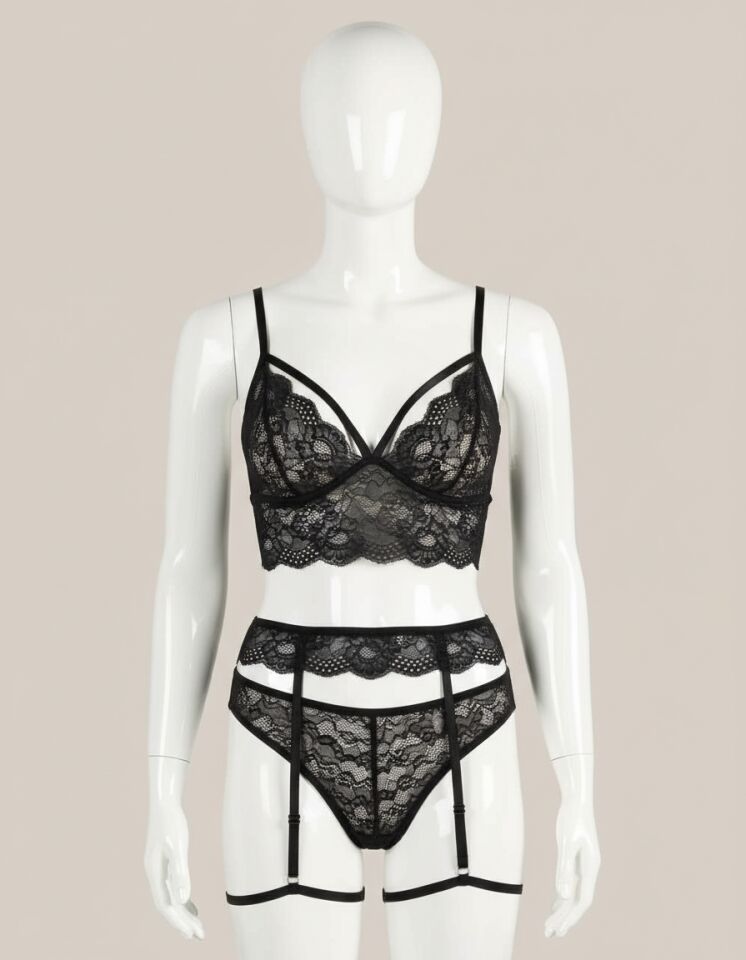 Arias Closet Siyah Dantelli Fantezi Jartiyer Takım