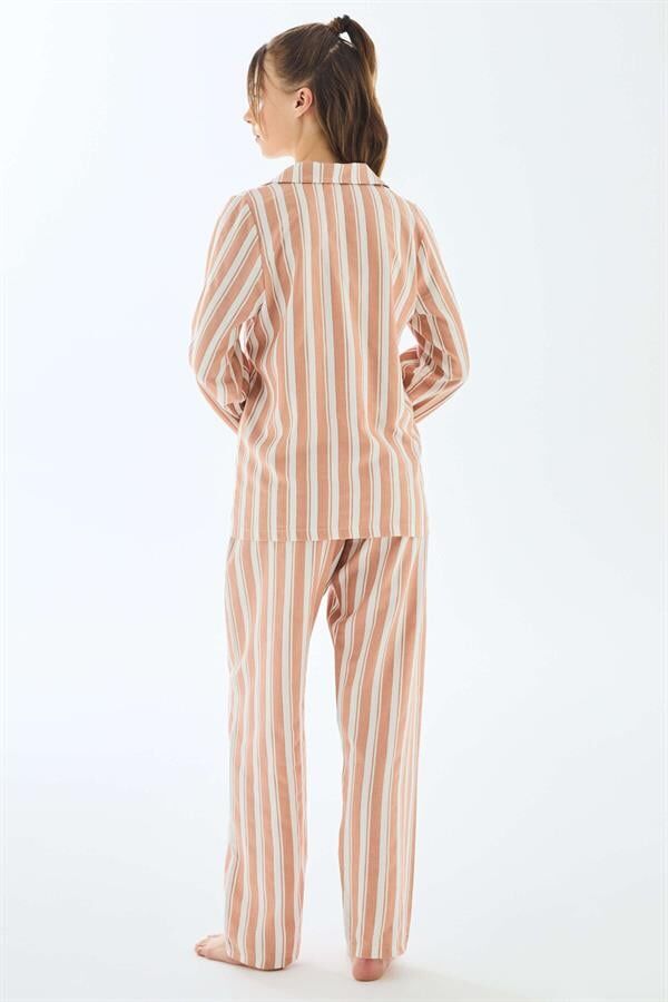 Viscose Çizgili Gömlek Pantolon Pijama Takımı