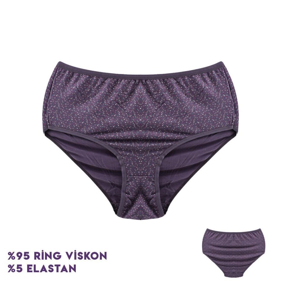 Dondeza 664-3 (XXL) Desenli Viscon Bayan Bikini 12'li
