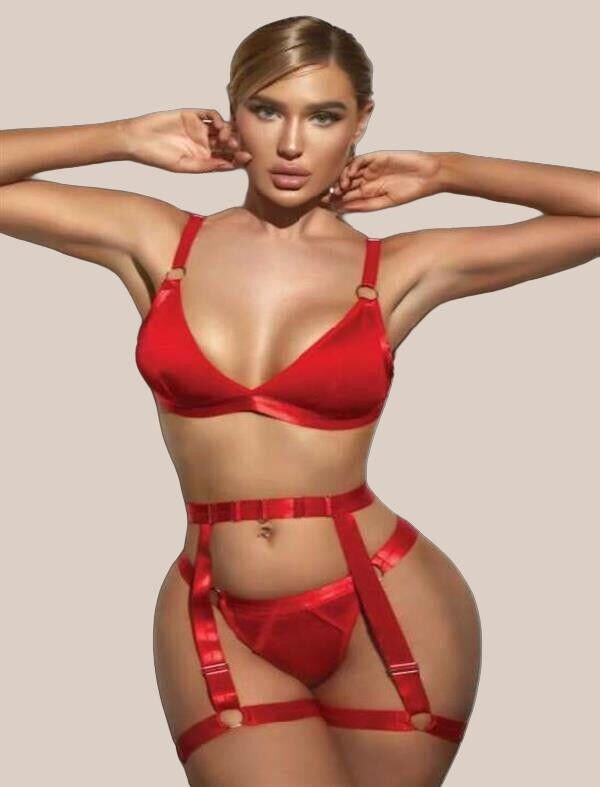 Arias Closet Kırmızı Bacak Aksesuarlı Fantezi Jartiyer Takım