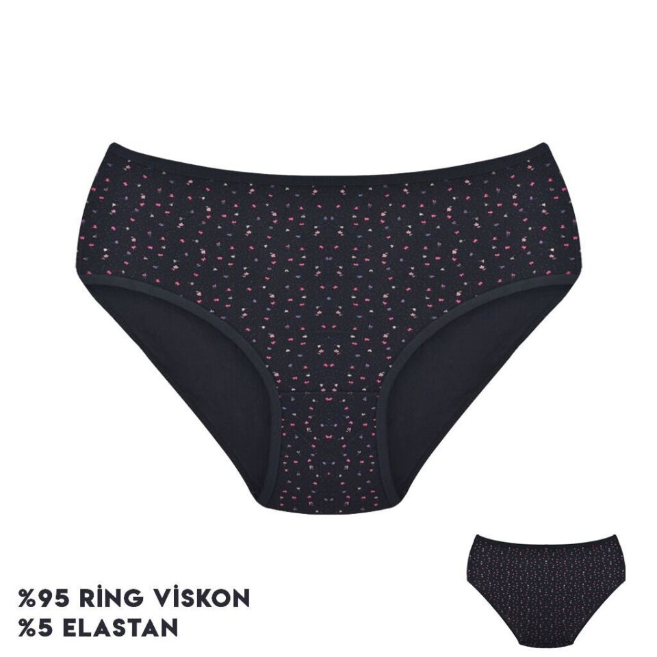 Dondeza 364-9 (XL) Desenli Viscon Bayan Bikini 12'li