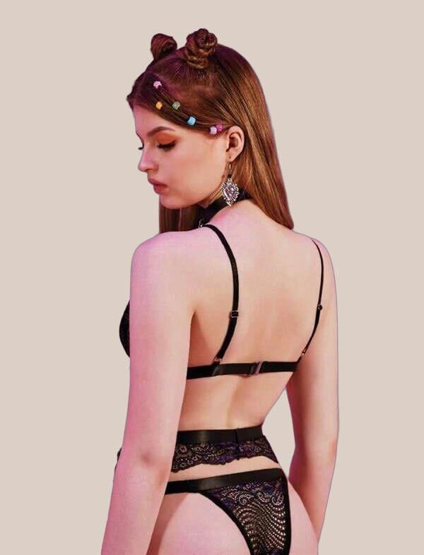 Arias Closet Siyah Dantelli Göğüs Detaylı Fantezi Jartiyer Takım