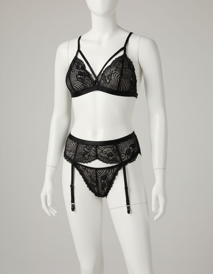 Arias Closet Siyah Dantelli Göğüs Detaylı Fantezi Jartiyer Takım