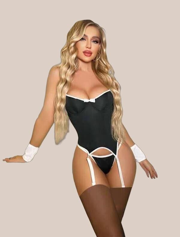 Arias Closet Siyah Beyaz Fantezi Jartiyer Takım