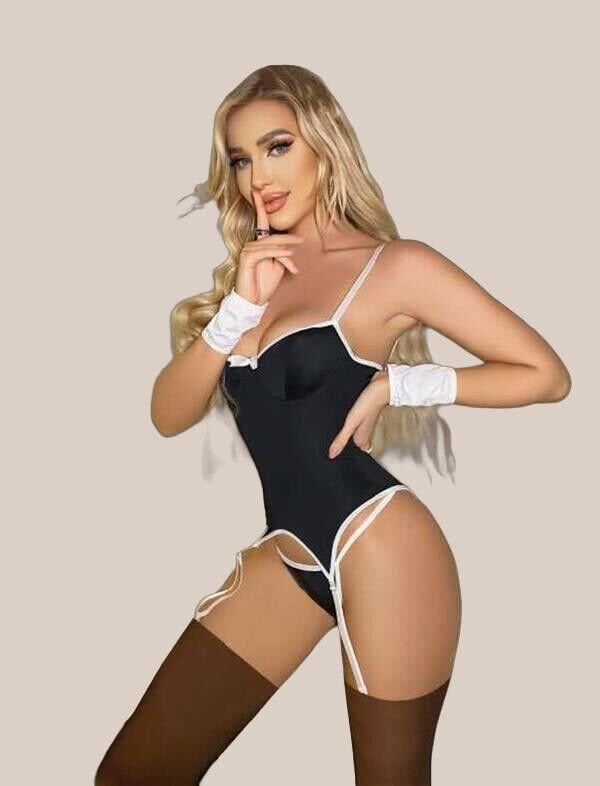 Arias Closet Siyah Beyaz Fantezi Jartiyer Takım