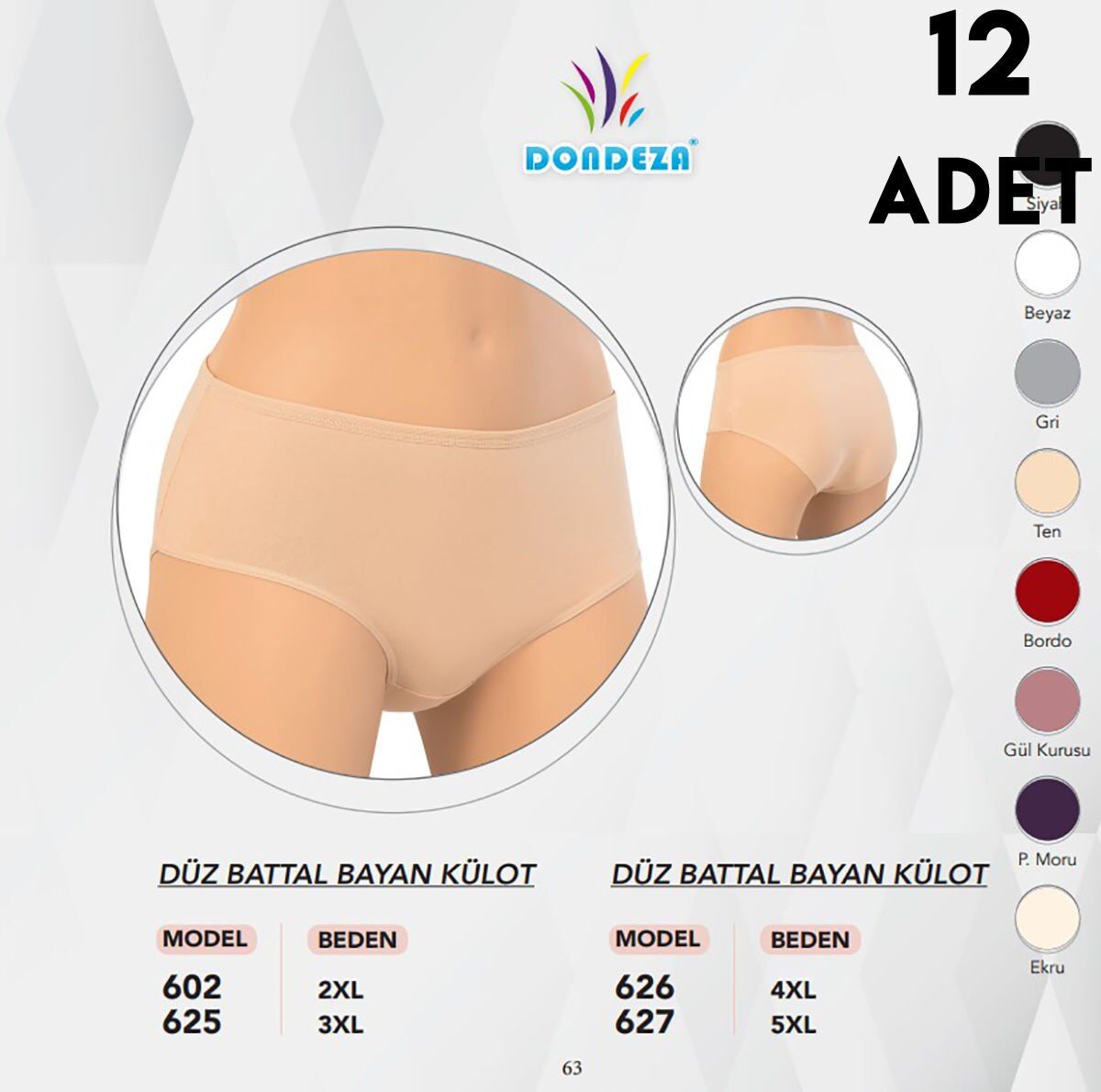 Dondeza 625 3XL Bayan Bato 12'li
