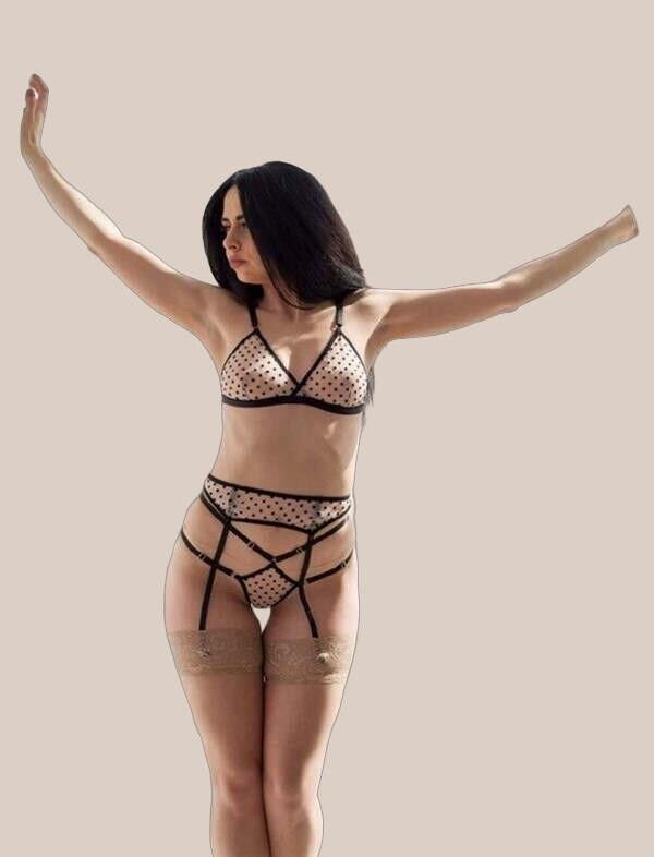 Arias Closet Puantiyeli Ten Fantezi Jartiyer Takım