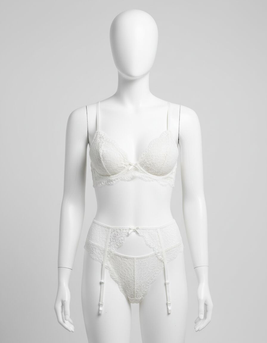 Arias Closet Beyaz Göğüs İp Detaylı Fantezi Jartiyer Takım