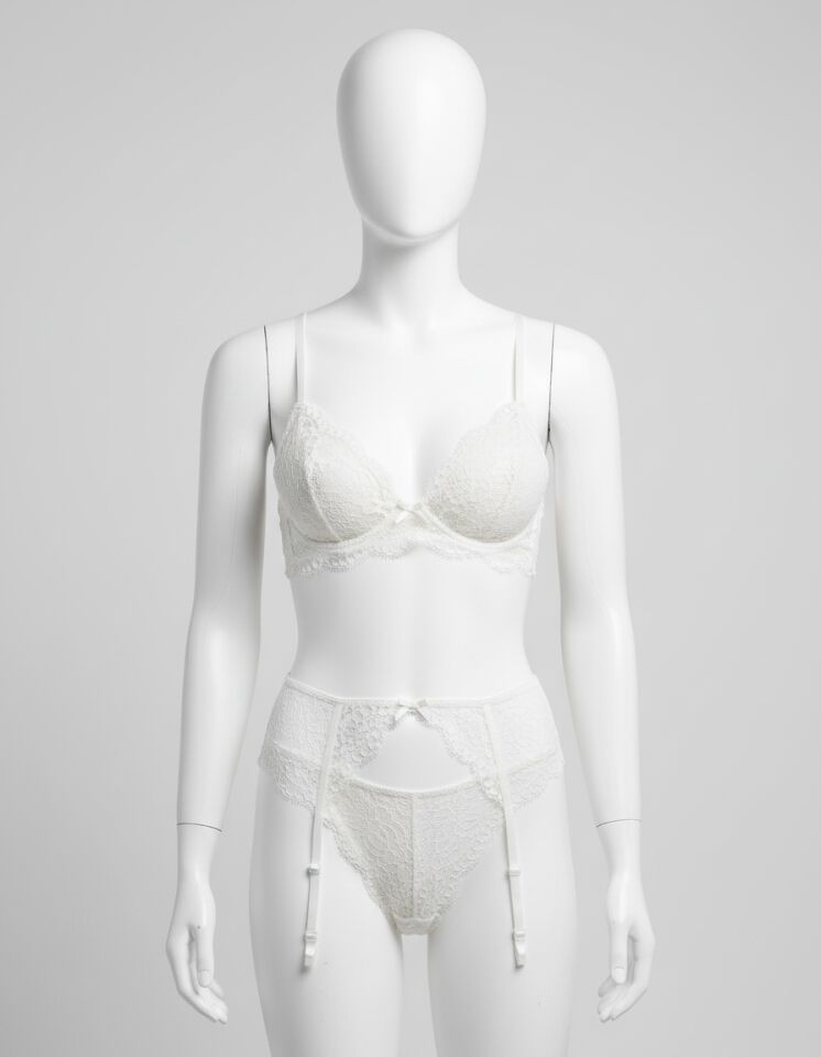 Arias Closet Beyaz Göğüs İp Detaylı Fantezi Jartiyer Takım