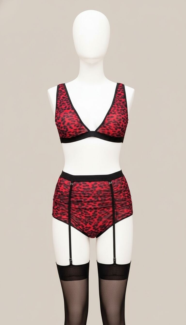 Arias Closet Leopar Desenli Fantezi Jartiyer Takım