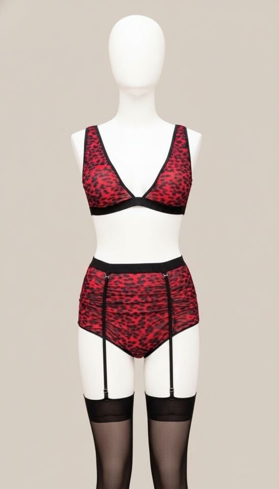 Arias Closet Leopar Desenli Fantezi Jartiyer Takım