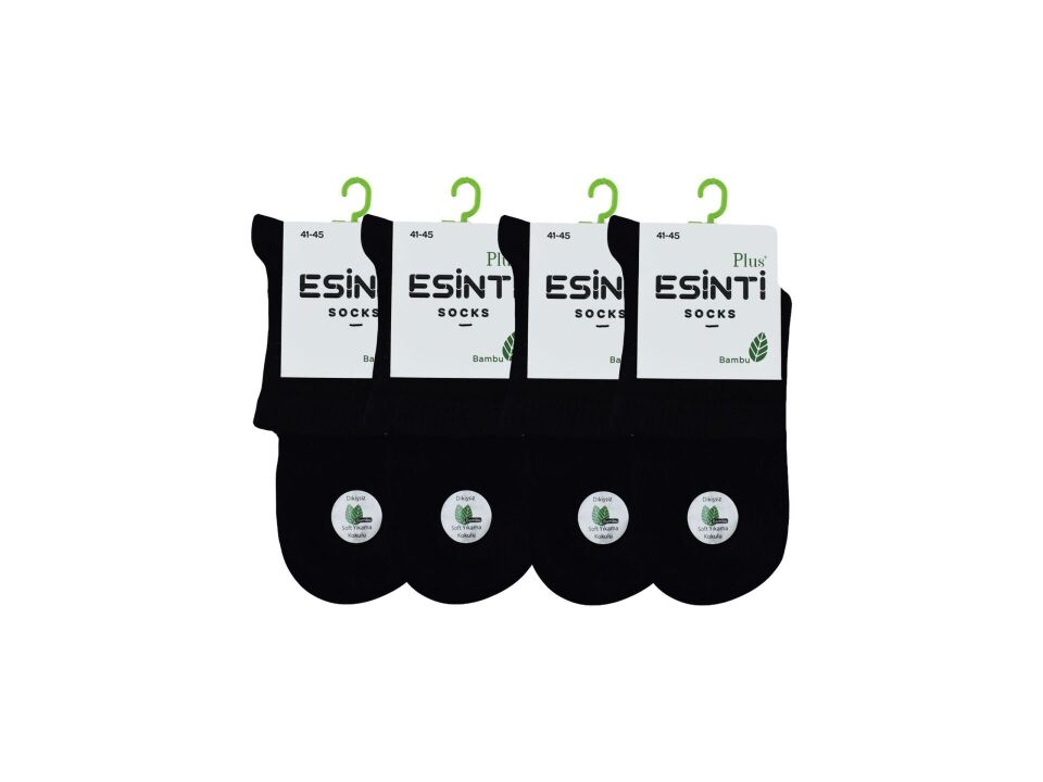 Esinti 31-Siyah Dikişsiz Yarım Konç Erkek Bambu Patik 12'li