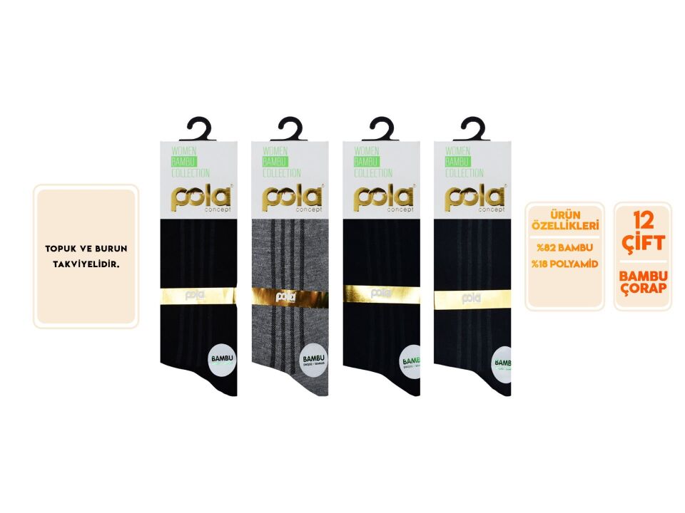 Pola 4080-6 Garson Yazlık Erkek Bambu Çorap 12'li