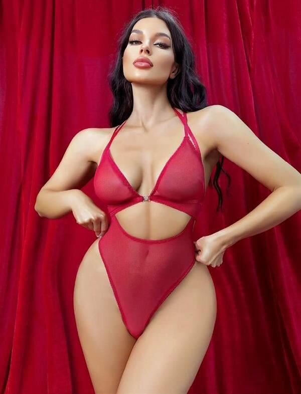 Arias Closet Kırmızı Transparan Fantezi Babydoll