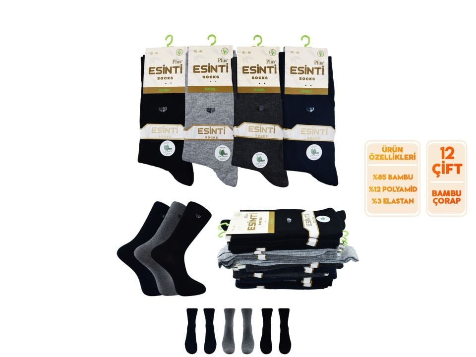 Esinti 25-10 Dikişsiz Kokulu Erkek Bambu Soket 12'li