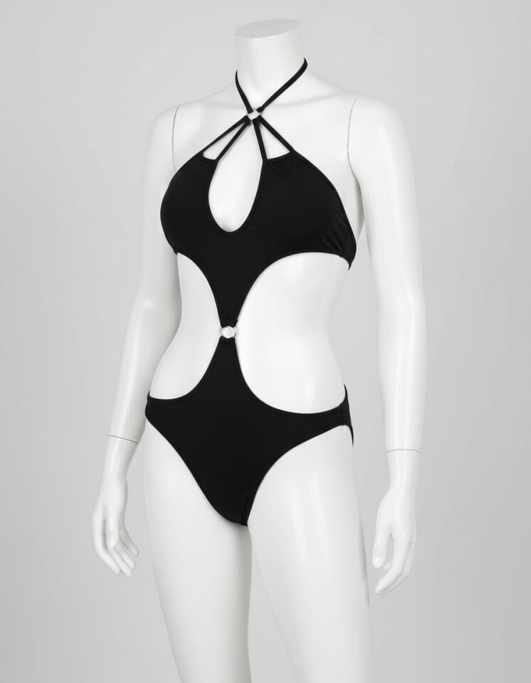 Arias Closet Siyah İp Detaylı Halkalı Fantezi Babydoll