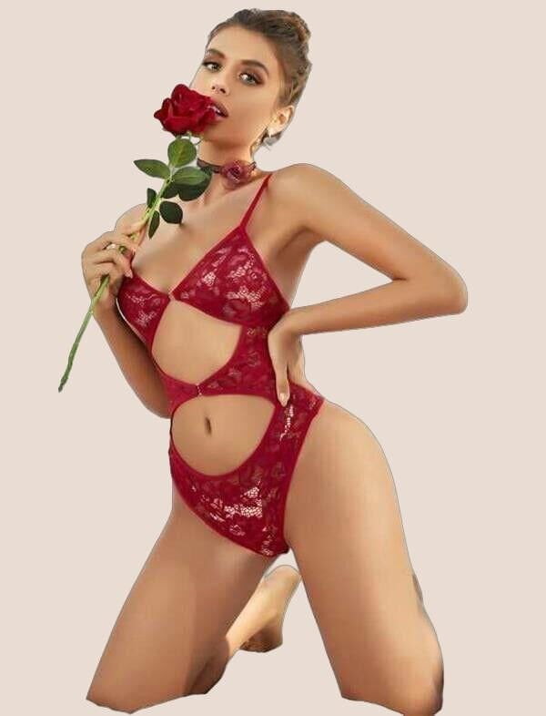 Arias Closet Kırmızı Transparan Dantelli Fantezi Babydoll