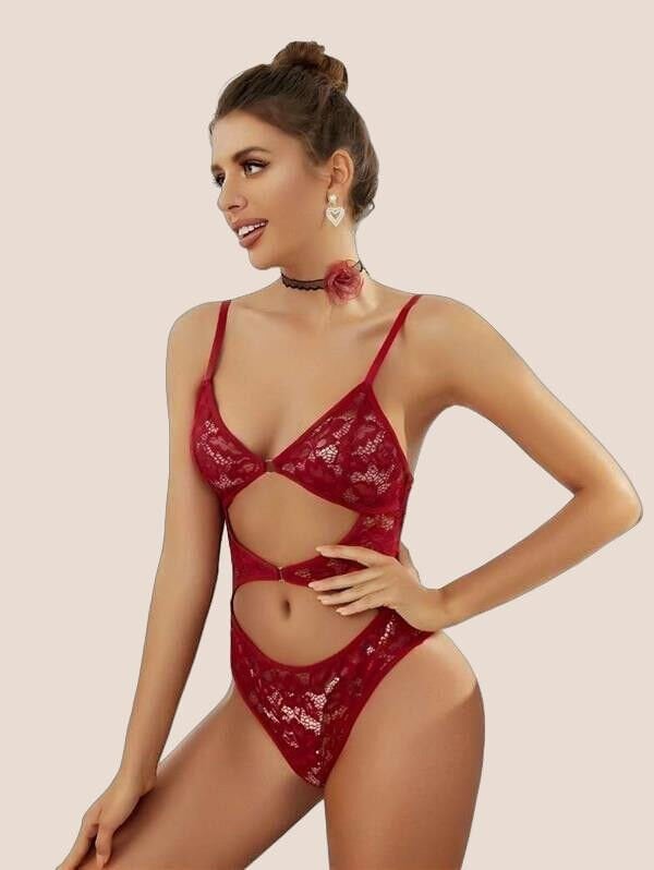 Arias Closet Kırmızı Transparan Dantelli Fantezi Babydoll