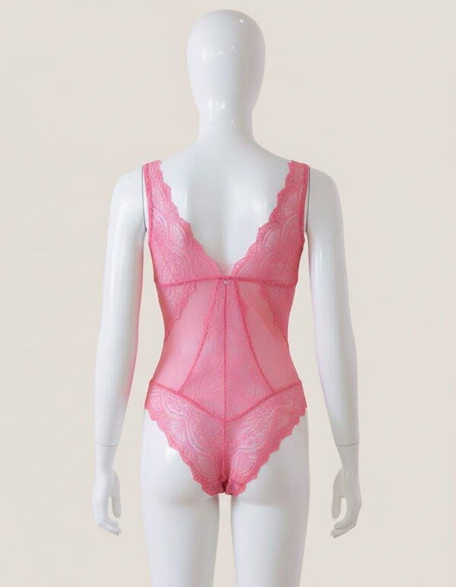 Arias Closet Pembe Dekolteli Dantelli Fantezi Babydoll