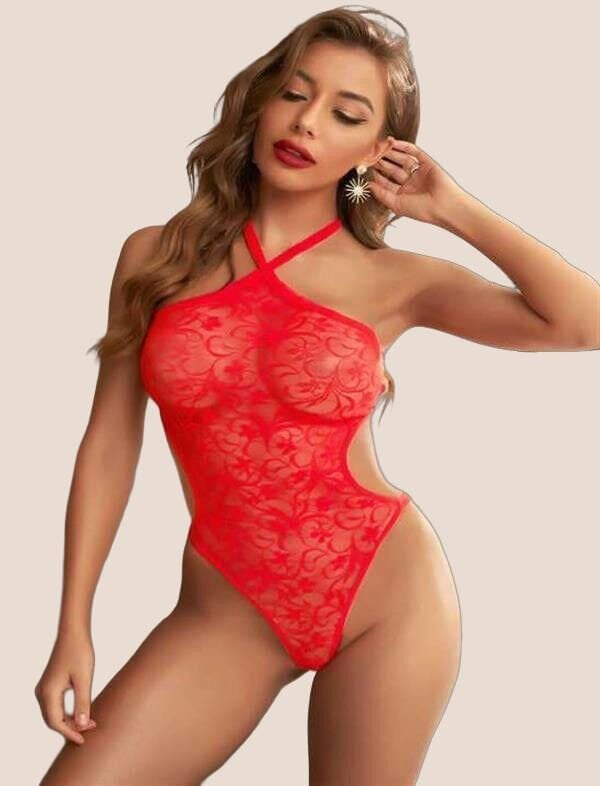 Arias Closet Kırmızı İp Detaylı Boyundan Bağlamalı Fantezi Babydoll