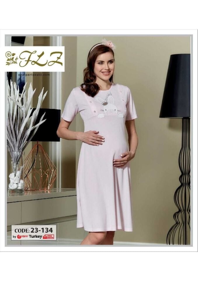 Flz 23-134 Kısa Kollu Lohusa Bayan Gecelik